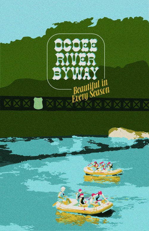 Poster for Ocoee River with text: Beautiful in every season